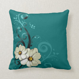 Almofada Ornamentado Floral Flourish Favor| Turquesa
