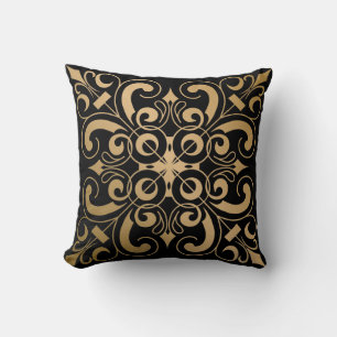 Almofada Ornamentado luxuoso Dourado e preto