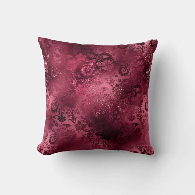 Almofada Ornamentado Red Burgundy Damask (Frente)
