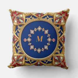 Almofada Ornamento Artístico Dourado Estilo Medieval