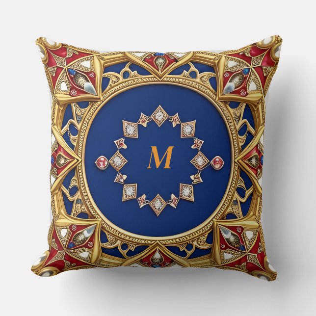 Almofada Ornamento Artístico Dourado Estilo Medieval (Frente)