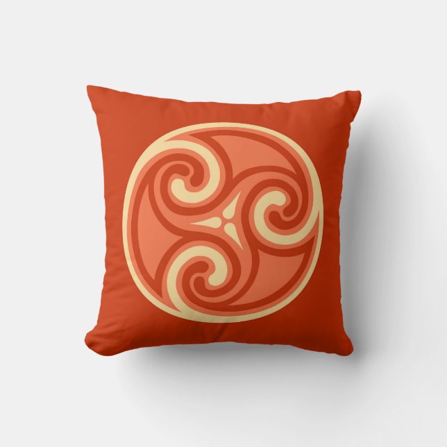 Almofada Ornamento Celtic Triskele, tangerina Laranja (Frente)