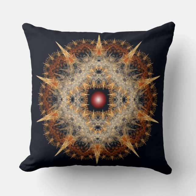 Almofada Ornamento de estrela fractal com farpas (Frente)
