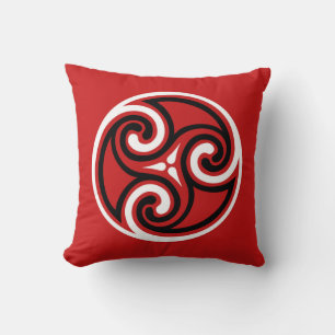 Almofada Ornamento de Triskele do céltico, vermelho, preto