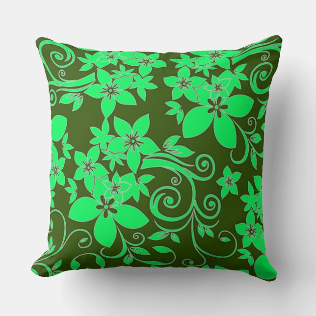 Almofada Ornamento Floral abstrato Verde (Frente)