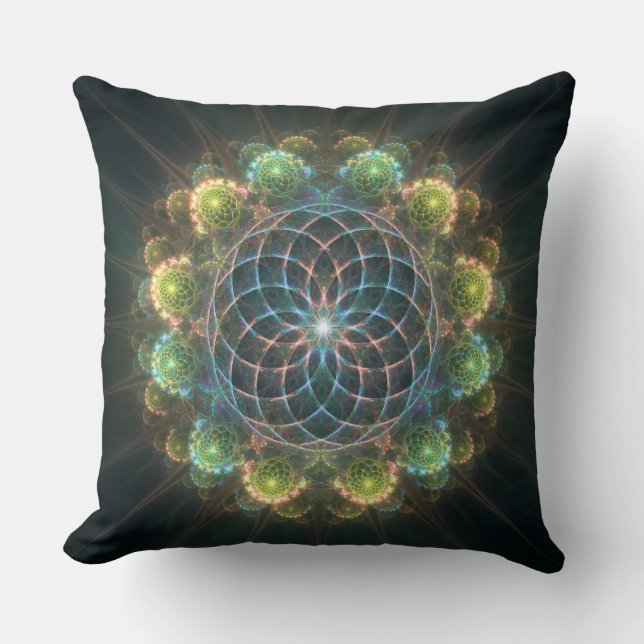 Almofada ornamento floral fractal (Frente)