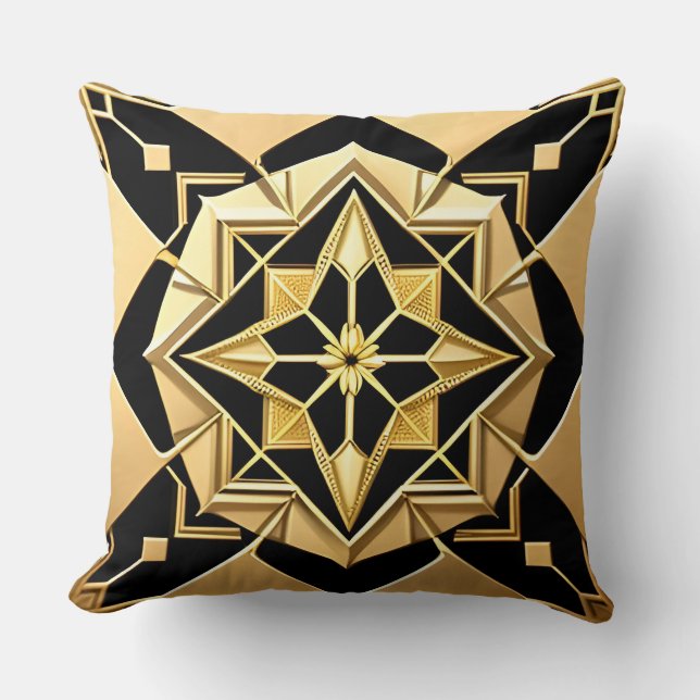 Almofada Ornamento Geométrico Dourado (Frente)