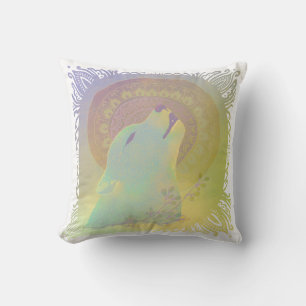 Almofada Ornamento Howling Wolf e Mandala Tracery