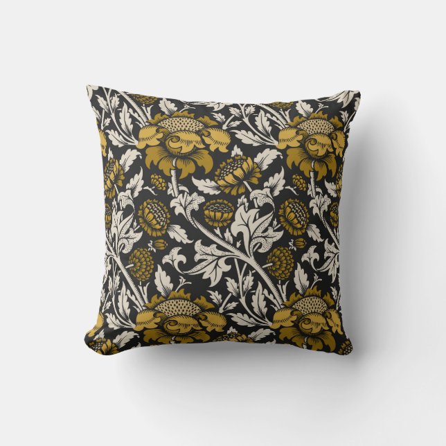 Almofada Ornate floral pattern with large gold flowers  (Frente)