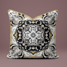 Almofada Ornate Mandala Decorative Pillow in Golden Beige