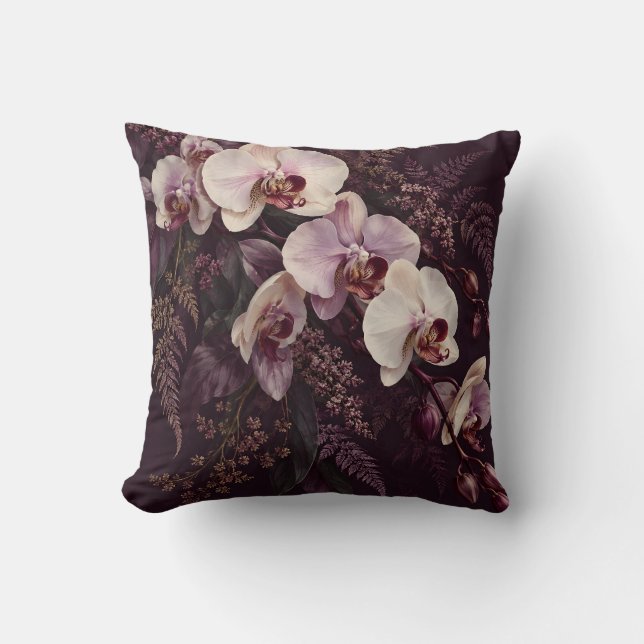 Almofada Orquídea Marfim Ameixa Botânica (Frente)