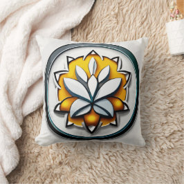 Almofada Orquídea Metálica: Uma Extravaganza Rosa e Amarela