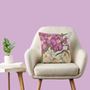 Almofada Orquídeas da pintura roxa e branca com parte de tr