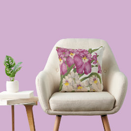 Almofada Orquídeas da pintura roxa e branca com parte de tr