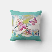 Orquídeas, flores e borboletas cor-de-rosa