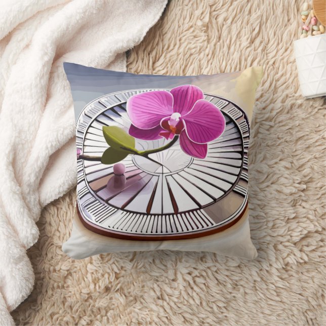 Almofada Orquídeas Rosa Expectativas em Prata (Cobertor)