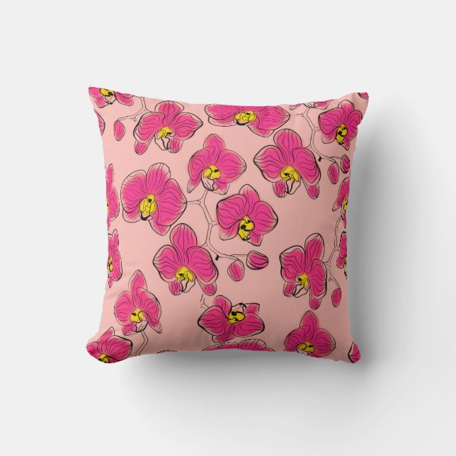 Almofada Orquídeas sem costura, orquídeas, flores da falaen (Frente)