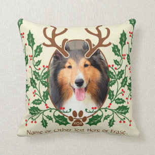 Almofada Os Antlers do Natal para o cão/gato personalizam 
