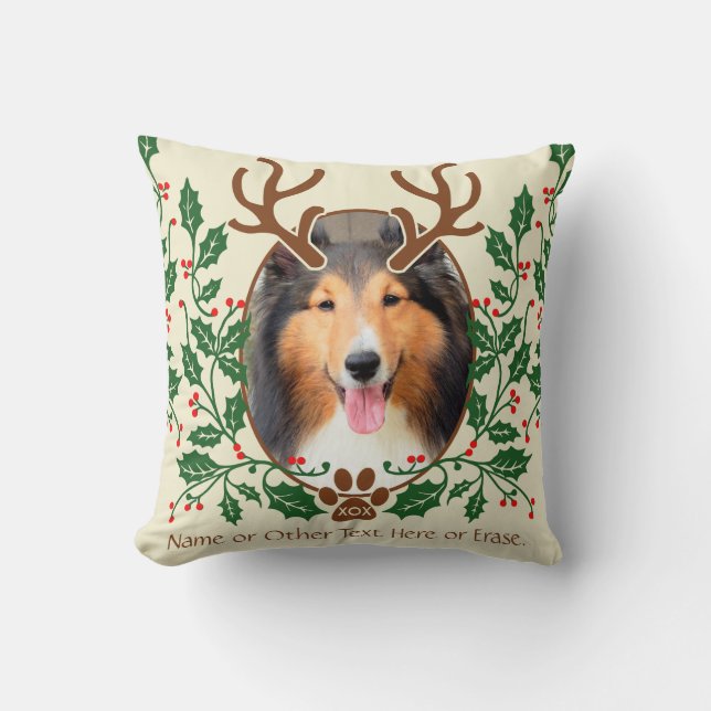 Almofada Os Antlers do Natal para o cão/gato personalizam a (Frente)