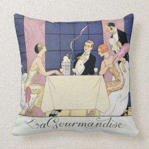 Almofada Os Gourmands, 1920-30 (impressão do pochoir)