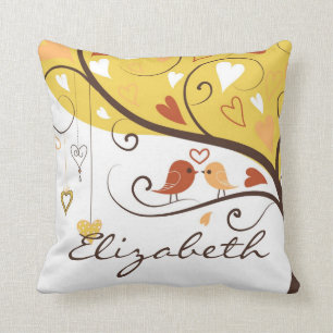 Almofada Os Lovebirds do outono personalizaram o
