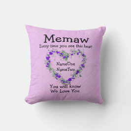 Almofada Os nomes das crianças mudam de memória - veja "Hea