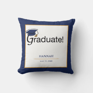 Almofada Os parabéns graduam-se, chapéu, borla, azul, our