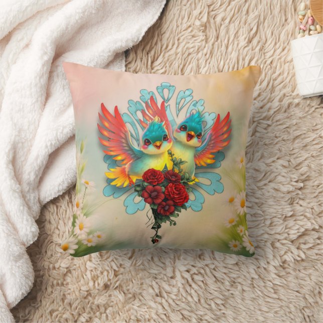 Almofada Os pássaros bonitos de bom humor. (Cobertor)