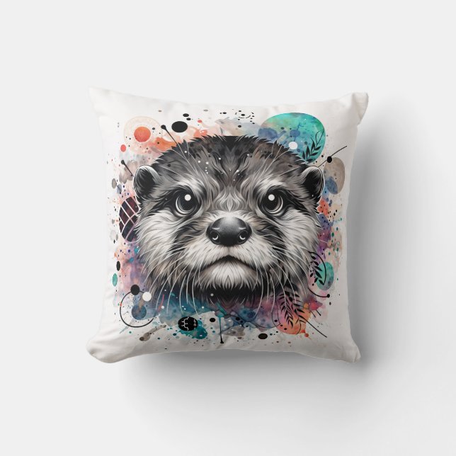 Almofada Otter Face Colorful Art (Frente)