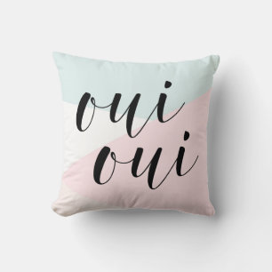 Almofada Oui Oui Moderna Caligrafia Blush & Blue Geométrico