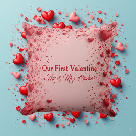 Almofada Our First Valentine Mr & Mrs Romantic Hearts