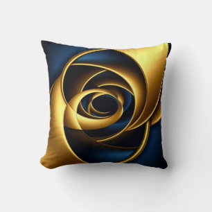 Almofada ouro azul espiral padrão de vórtice abstrato luxo