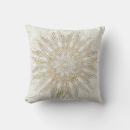 Almofada Ouro branco de sunburst mandala estilo orgânico