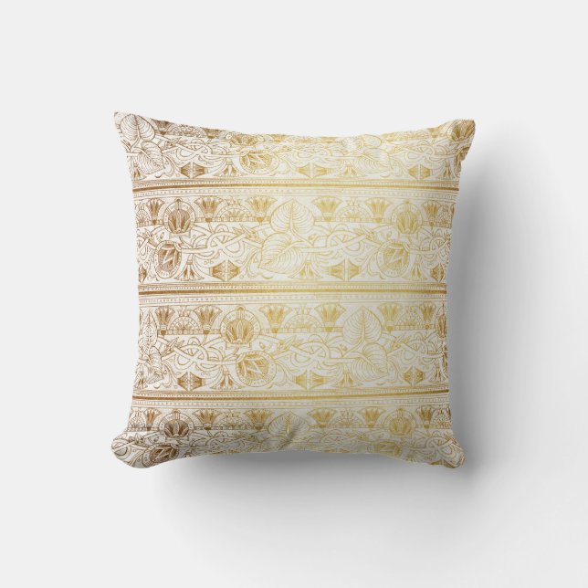 Almofada Ouro & Branco Egito Egípcio Impressão Glam Moderno (Frente)