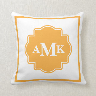 Almofada Ouro clássico e travesseiro branco do monograma