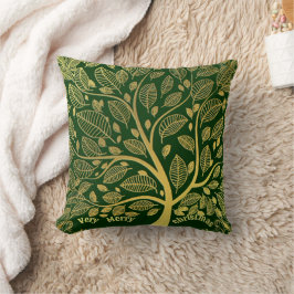 Almofada Ouro Da Árvore Da Vida Verde Foliage Na moda Verde