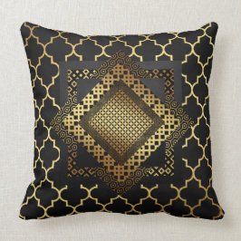 Almofada Ouro de arte moderna Black Dourado Geométrico