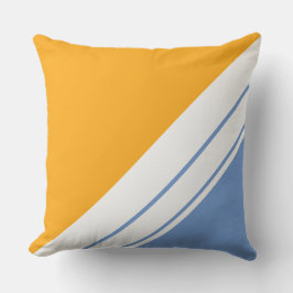 Almofada Ouro de Diversão Amarelo-claro-Azul, faixas branca