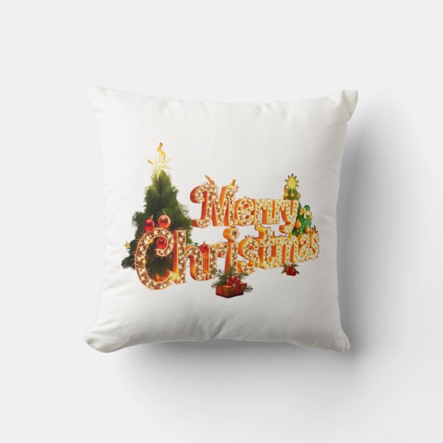 Almofada Ouro de Natal Sparkle - Árvore Festiva (Frente)