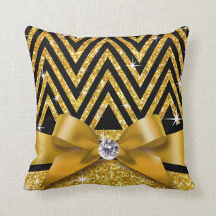 Almofada Ouro do arco do diamante de Chevron Bling do
