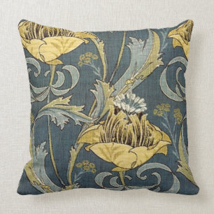 Almofada Ouro do vintage & floral cinzento