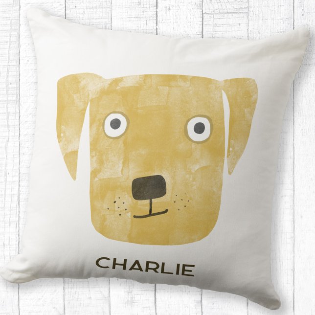 Almofada Ouro engraçado Labrador Retriever Dog Nome persona (Fun personalized name Golden Labrador Retriever dog pillow)