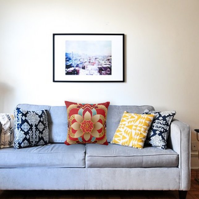 Almofada Ouro Flores Chinesas no Travesseiro decorativo de  (Criador carregado)