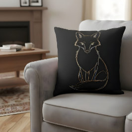 Almofada Ouro Fox Line Art - Elegante Design Animal