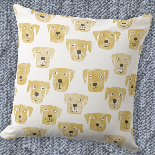 Almofada Ouro Labrador - Cachorro do Retriever (Golden Labrador Retriever dog pattern throw pillow)