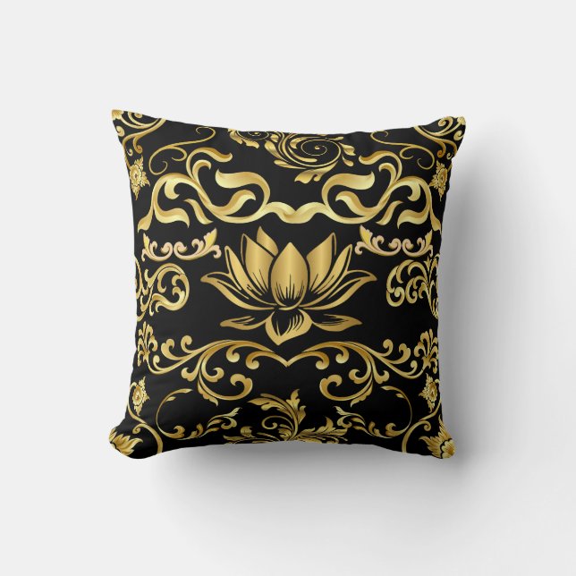 Almofada Ouro Lotus & floral Pattern 2508 (Frente)