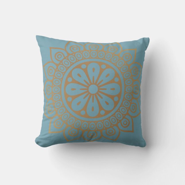 Almofada "Ouro Mandala sobre o Azul da Força Aérea" (Frente)