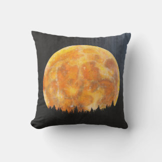 Almofada Ouro Noite De Lua Cheia Sobre A Floresta Dos Pinhe
