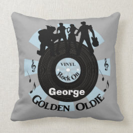 Almofada Ouro Oldie Vinyl Records Rock On Personalizado