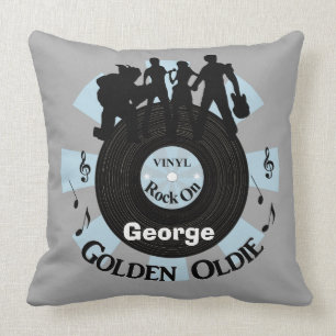 Almofada Ouro Oldie Vinyl Records Rock On Personalizado